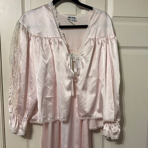Miss Dior Pale Pink Satin Bed Jacket and Nightgown Medium